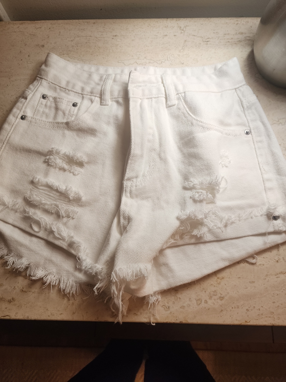 White Distressed Women’s Denim Shorts